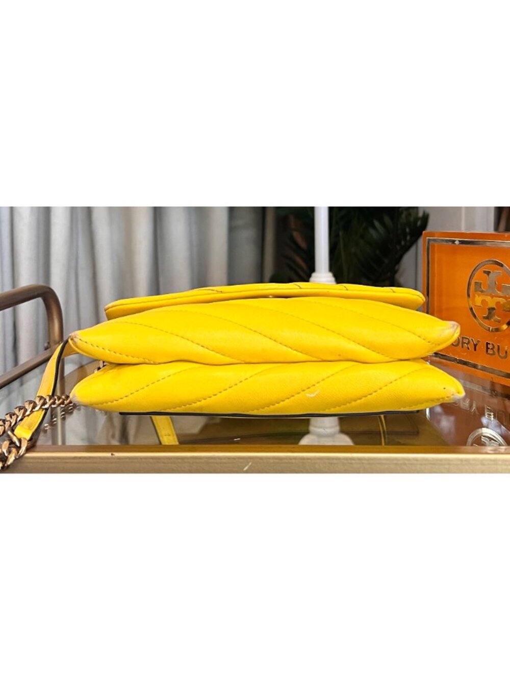 *** Authentic Tory Burch Yellow Quilted Leather Kira Crossbody - Picture 8 of 14